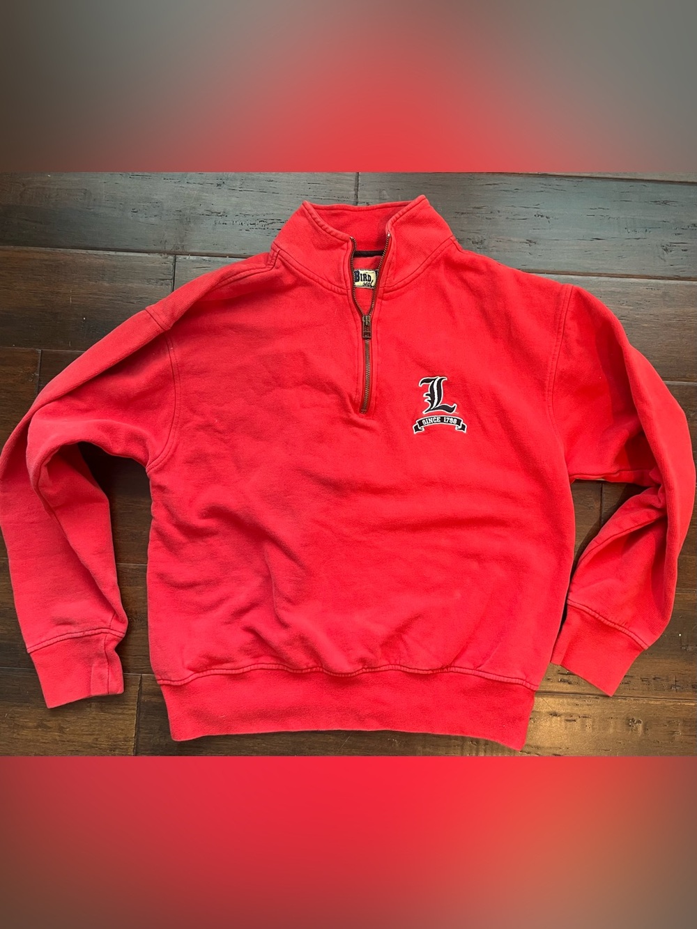 Vintage Catbird Red Quarter-Zip Louisville Sweater w/Embroidered 'L' Patch